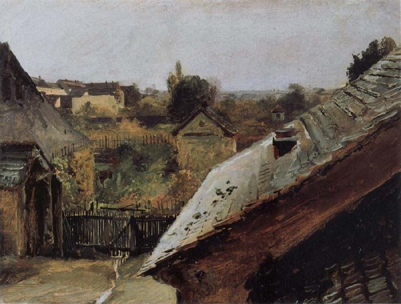 Carl Blechen View of Roofs and Gardens